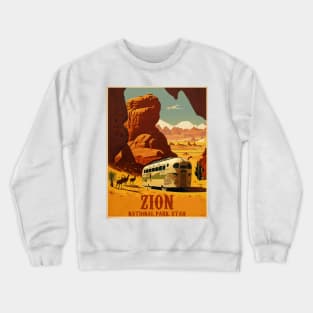 Zion National Park Utah Vintage Travel Art Poster Crewneck Sweatshirt